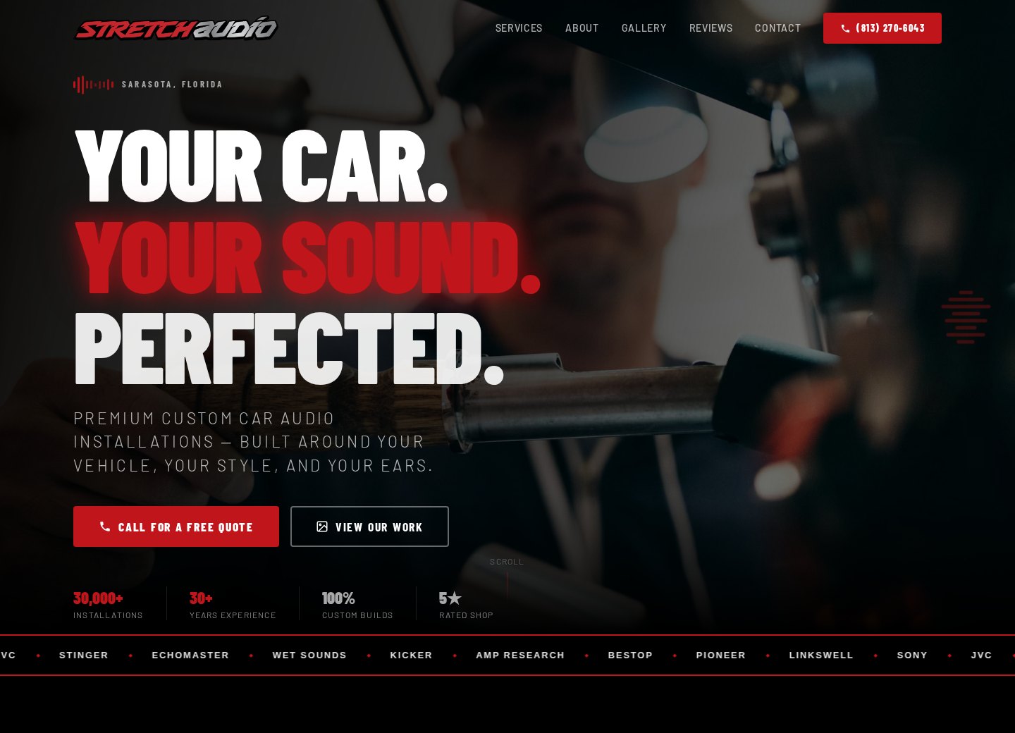 Stretch Audio website after redesign by 48HR Web Design