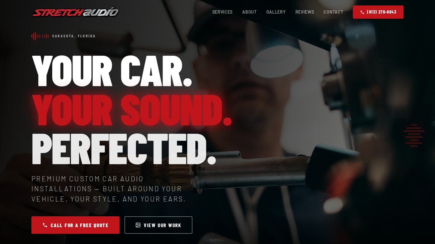 Stretch Audio car stereo installer website redesigned by 48HR Web Design